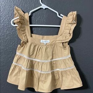 En Saison Tan Ruffle Crop Top